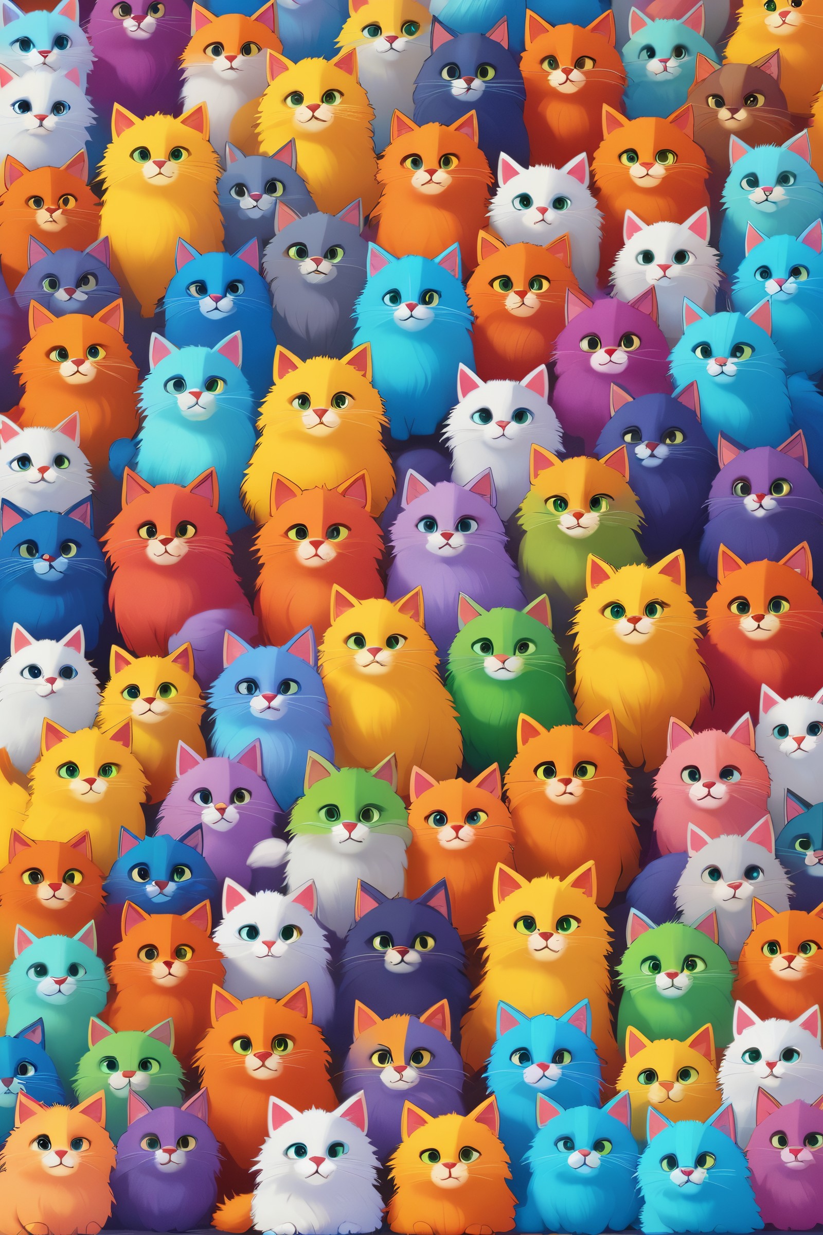 32633-phoenix by Arteiaman_SDXL_turbo-lots of fluffy cute cats in rainbow colors.jpg